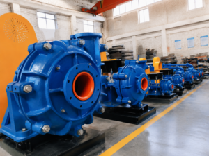 Slurry pumps in mining factory workshop for industrial slurry handling